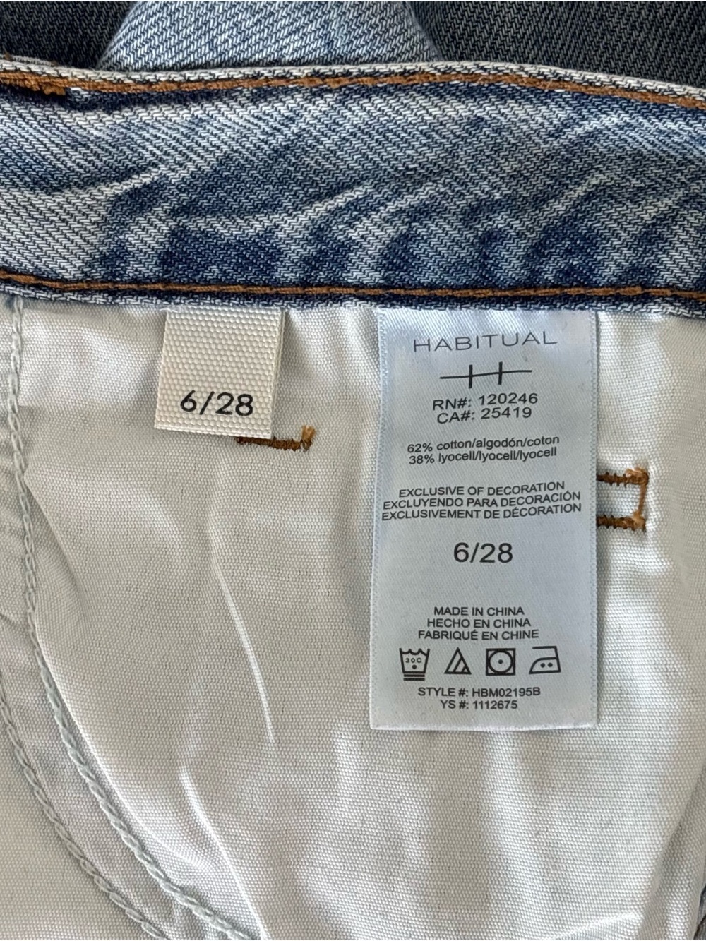 Habitual Light Wash Baggy Wide Leg Cropped Cotton/Lyocell Breathable Jeans 6/28 - Picture 8 of 8